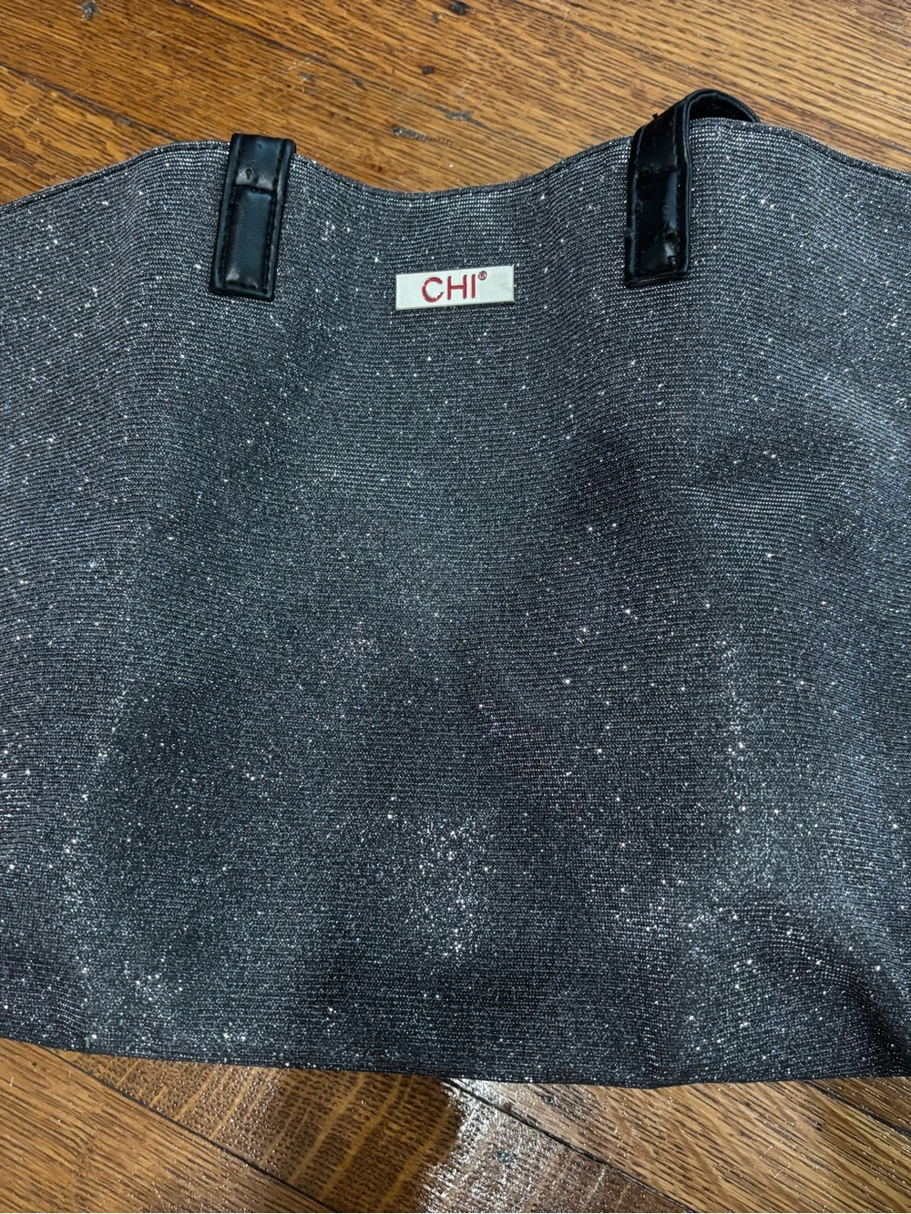 CHI black glitter tote bag